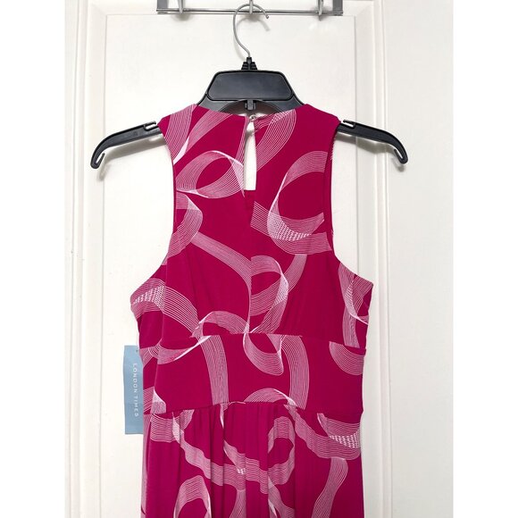 London Times Pleat Neck Inset Waist Maxi Dress in Pink Size 8 - Picture 4 of 8